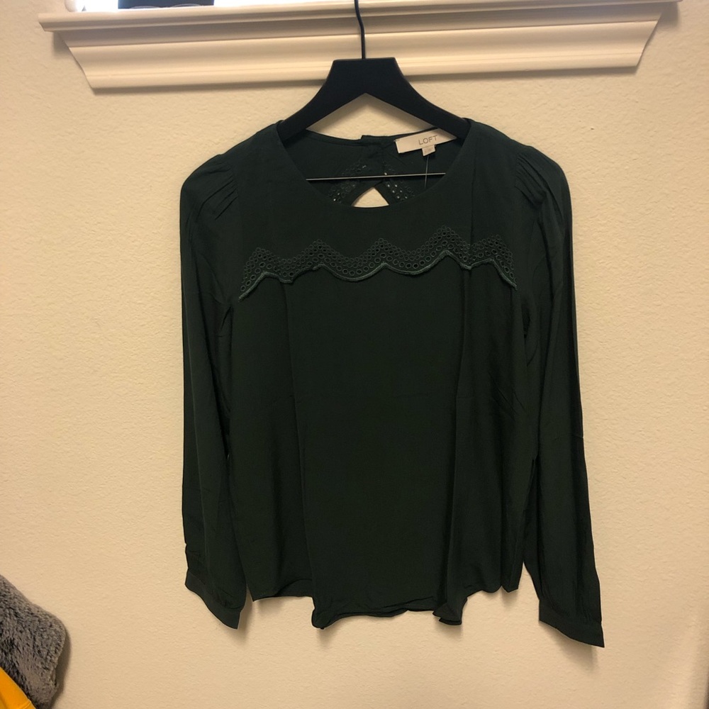 Loft Forest Green Long Sleeve Blouse